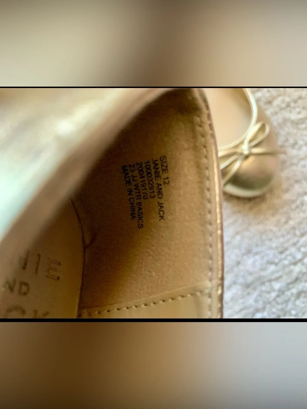 Janie and Jack Gold Mary Jane Bow Flats